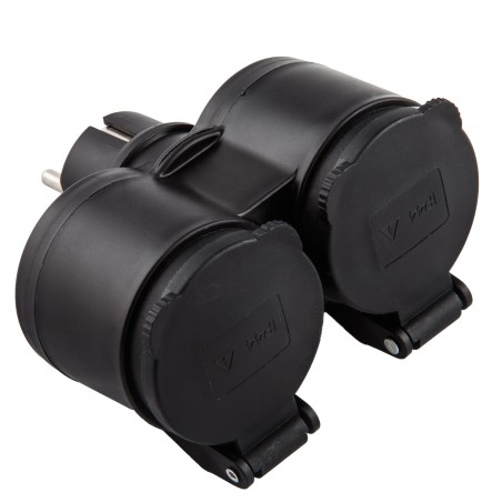 Розетка с крышкой 2x IP44 черная