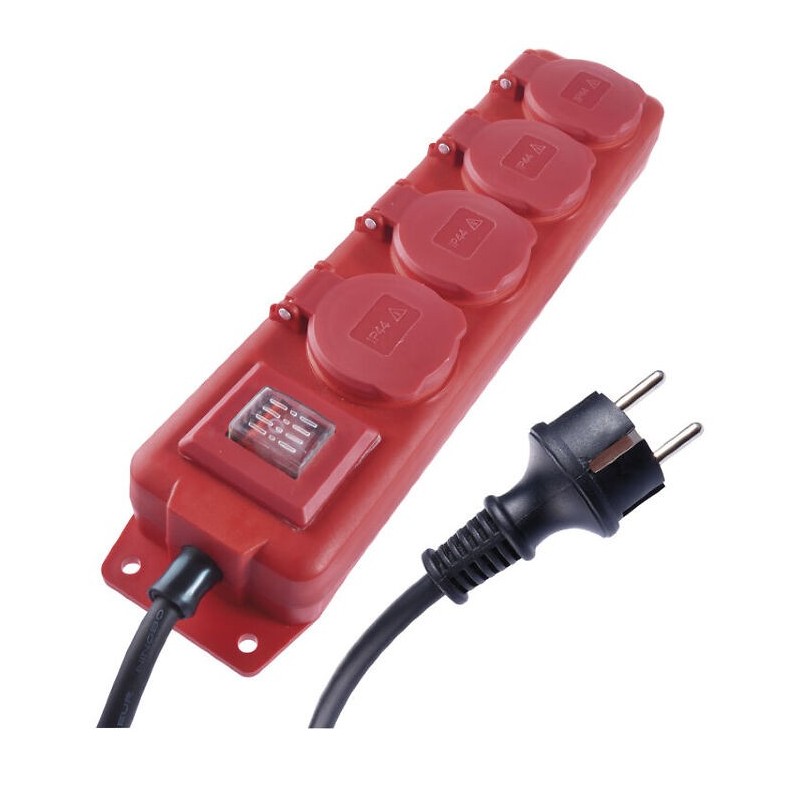 Extension cable EMOS 4 sockets with cover IP44 3m 1.5mm