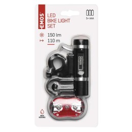 LED bicycle front and rear light 150 lm, 5xAAA