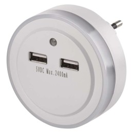 LED öövalgusti 230V, 2xUSB, 4lm, fotosensor, lüliti