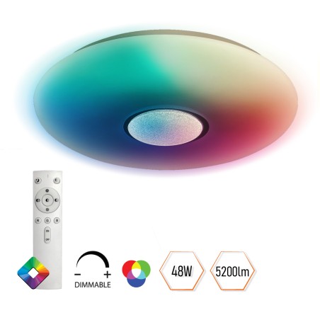 Smart RGBW LED Plafoon 48W 3600LM PULT+TUYA 490mm | Ledvalgustid.ee