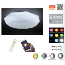 LED Plafon white 48W 3000-6500K 3600lm RGB DIM pult WIFI