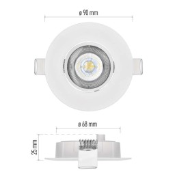 LED įleidžiamas šviestuvas 5 W IP20 450 lm 90x25 šiltos baltos spalvos