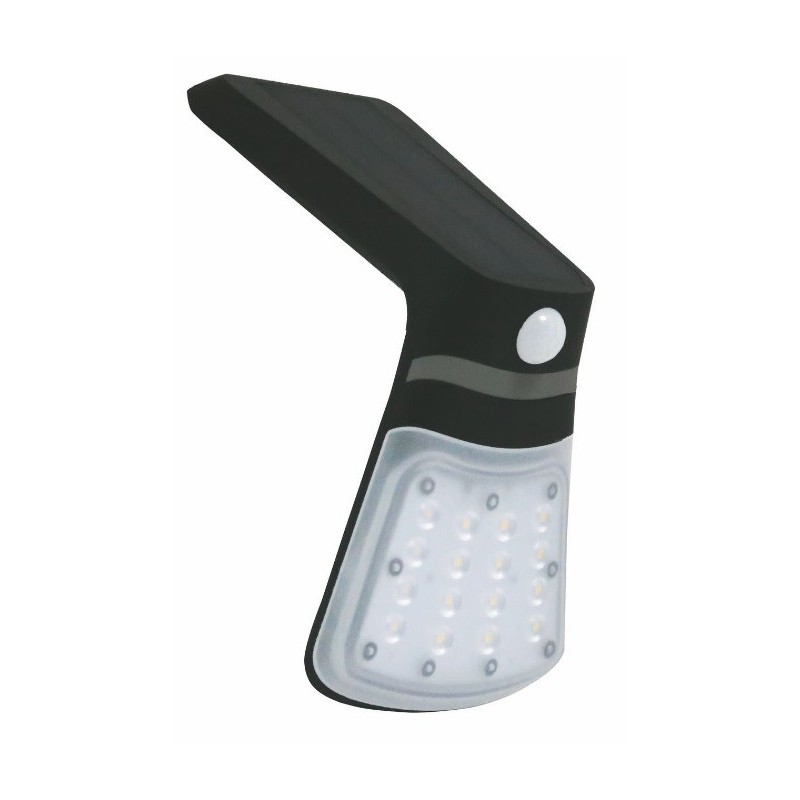 LED saulės šviesos lempa PIR 16LED NW juoda