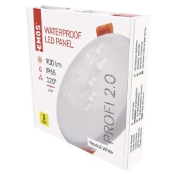 LED panelė, įleista 125 mm, 10 W, 900 lm, IP65, neutrali balta