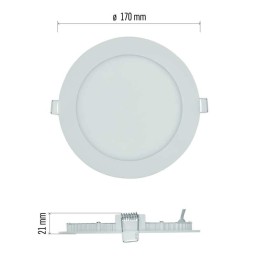 LED panelė, įleidžiama, 170 mm, 12,5 W, 1050 LM, IP40/IP20, neutrali balta W