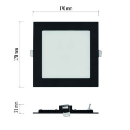 LED panelė, įmontuota CCT 170x170 12,5 W 1050 LM IP40/IP20 3000 K/3500 K/4000 K B