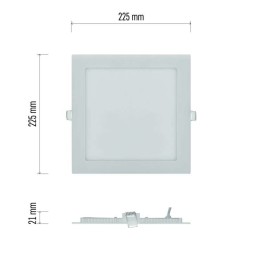 LED-paneeli upotettu 225x225 18W 1600LM IP40/IP20 neutraali valkoinen valkoinen W