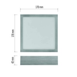 LED plokštė, montuojama ant paviršiaus, CCT 170x170, 12,5 W, 1100 LM, IP40/IP20, 3000 K/3500 K/4000 K S