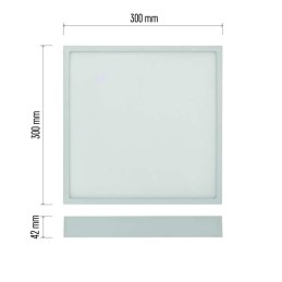 LED plokštė, montuojama ant paviršiaus, CCT 300x300, 28,5 W, 2700 LM, IP40/IP20, 3000 K/3500 K/4000 K W
