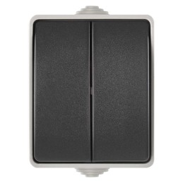External wall switch Emos two way IP54 grey