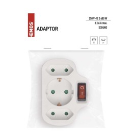 Universal socket 2+1, with switch, white SCHUKO