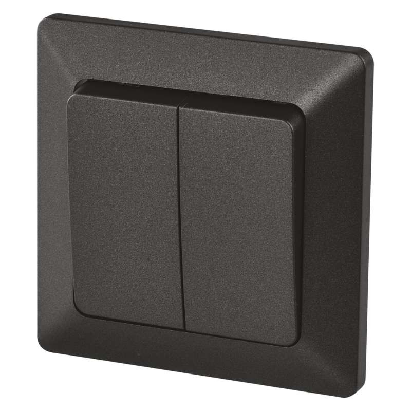 Two-button recessed anthracite wall switch