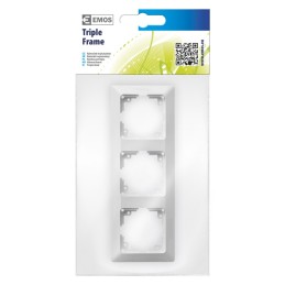 switch and socket frame, triple, white gloss finish