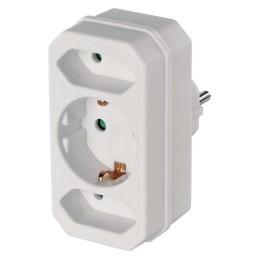 Adaptor for socket 3× white SCHUKO