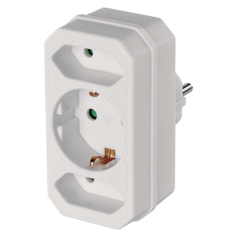 Adaptor for socket 3× white SCHUKO