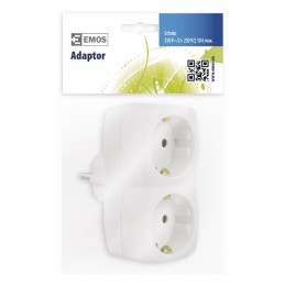 Socket adaptor 2x white SCHUKO