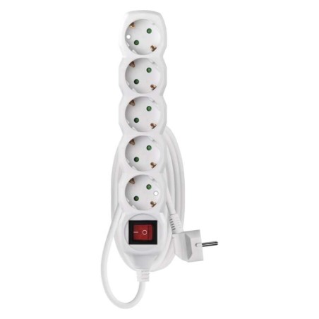 Extension Cord 2 m / 5 sockets / switch / white / PVC / 1 mm2