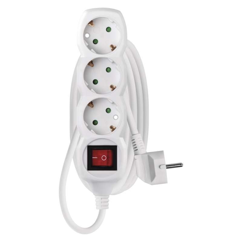 Extension cord 3x 2 m. with switch 3 860w white