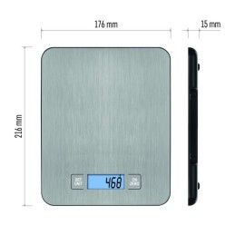 Virtuvės svarstyklės skaitmeninės 15 kg EV023 sidabrinės