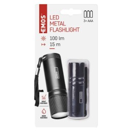 Small COB LED flashlight 3W, 100 lm, 3×AAA