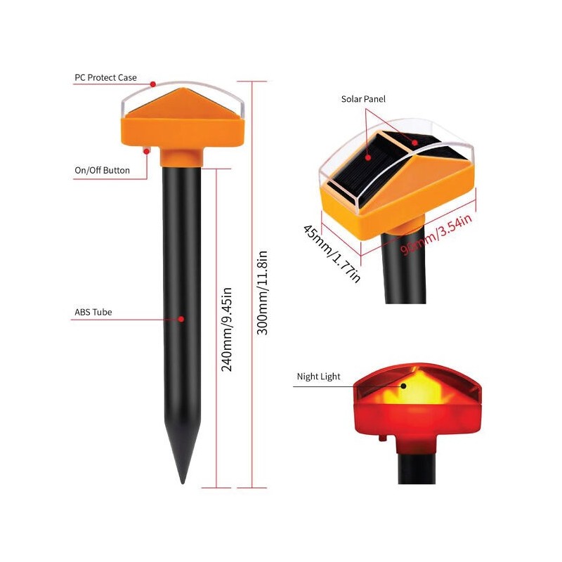 Mud flap with night light, solar panel, set of 2, IP65