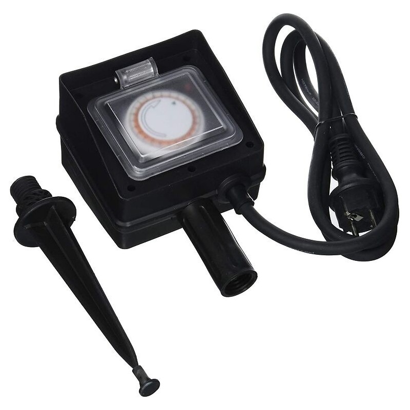 Garden socket / extension lead 2x socket timer 16A black