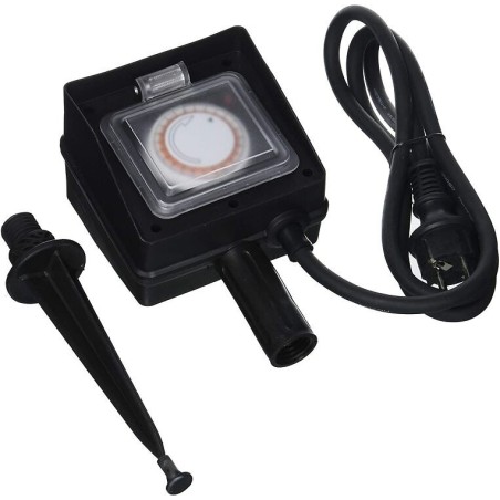 Garden socket / extension lead 2x socket timer 16A black