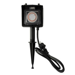 Garden socket / extension lead 2x socket timer 16A black