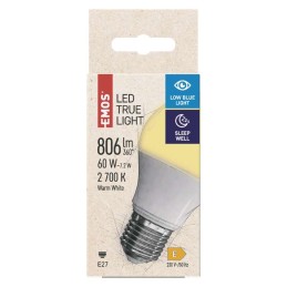 LED Bulb True Light A60 / E27 / 7.2 W (60 W) / 806 lm / warm white