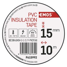 Izoliacinė juosta PVC 15 mm/10 m 10 vnt., spalvota