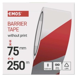 Saugos juosta 75 mm x 250 m raudona - balta