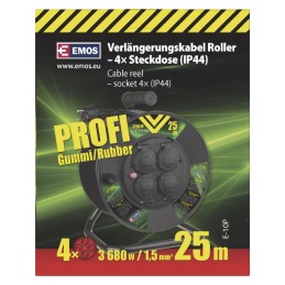 Extension lead on rubber drum 25m 3x1,5mm IP44