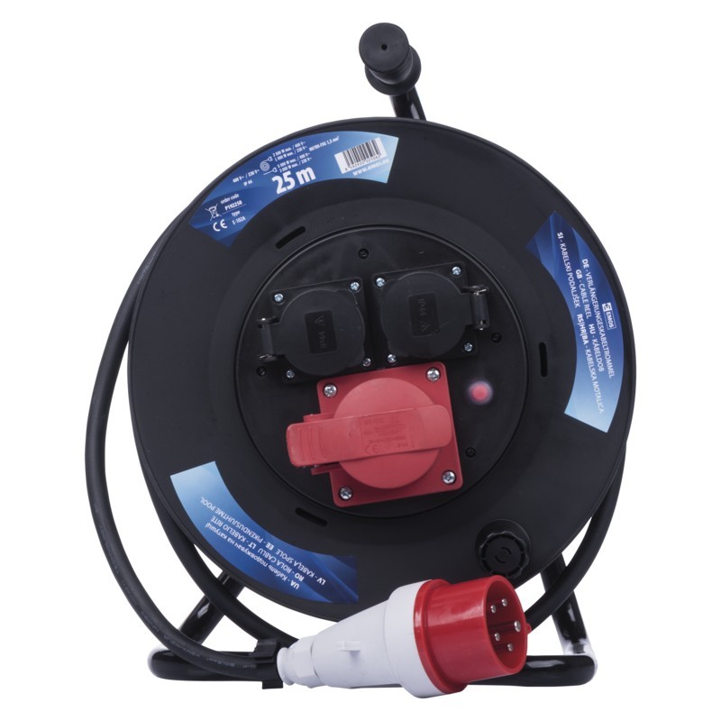 Pailginimo kabelis ant ritės su maitinimo kištuku PCE 3P+N+E 25 m