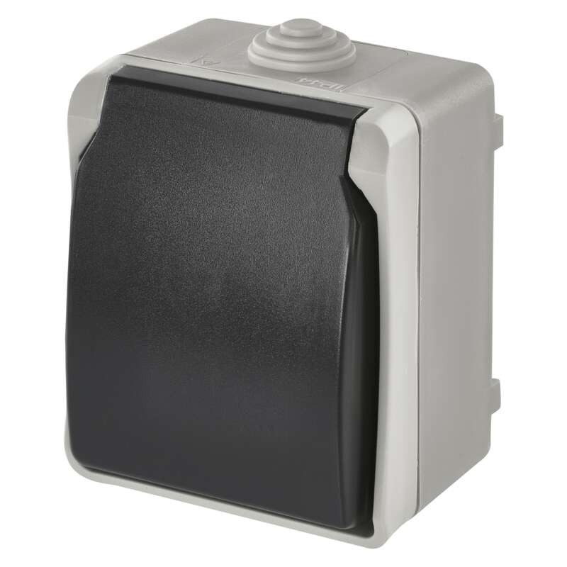 Socket with cover surface mounted IP44
