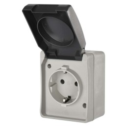 Socket with cover surface mounted IP44