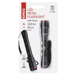 Metalinis LED žibintuvėlis EMOS 120 lm, 2×AAA, FOCUS