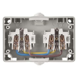 Socket 2x, surface mounted, with cover IP44