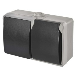 Socket and switch with cover, surface mounted IP44