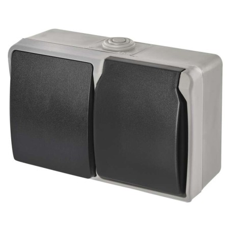 Socket and switch with cover, surface mounted IP44