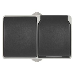 Socket and switch with cover, surface mounted IP44