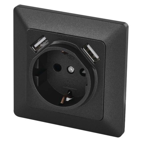 Socket + 2x USB 2,1A, SCHUKO, built-in, anthracite
