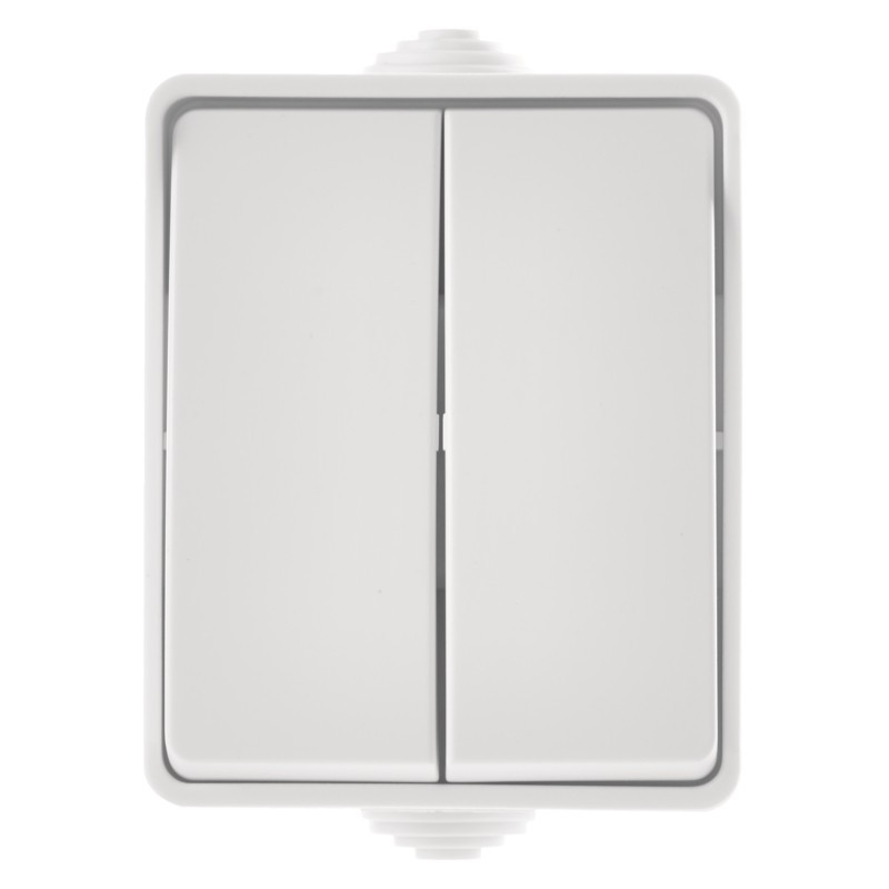 Surface mounted switch double IP54 white