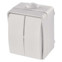 Surface mounted switch double IP54 white