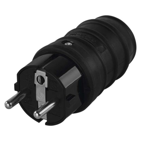 Connector straight SCHUKO black rubber