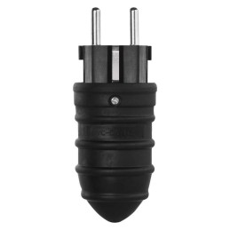 Connector straight SCHUKO black rubber