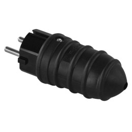 Connector straight SCHUKO black rubber