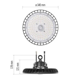 LED pramoninis aukšto lubų pramoninis šviestuvas ASTER 200 W, 120°