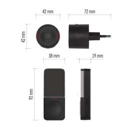 Belaidis durų skambutis su 150 m kištukine lizda, juodas
