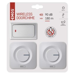 Belaidis durų skambutis, 2 vnt., 230 V, be baterijų mygtukas